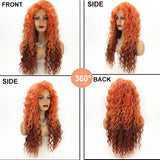 Lianfudai Long Fluffy Curly Wig for Women Ombre Orange Ginger Natural Wavy Hair Wig Ash Blonde Synthetic Loose Deep Wave Wig  Cosplay