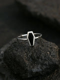 Lianfudai Black Agate "Coffin" Men's and Women's Ring Made of Sterling 925 Silver,Cool Style for Attending Funeral