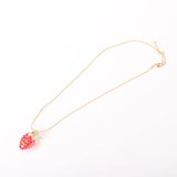 Lianfudai New Fashion Love Heart Strawberry Pendant Necklaces Women Sweet Temperament Design Necklace Party Jewellery Gift