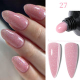 Lianfudai  15ML Quick Nail Extension Gel Glitter Pink Vernis Semi Permanent UV Gel Nail Polish Slip Solution Nail Art Prolong Gel