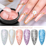 Lianfudai  5ml Thread Shell Nail Gel Polish Pearl Shell Semi-Permanent Soak Off UV LED Gel Need Base Top Coat For Nails