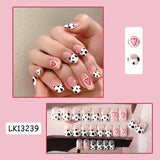 Lianfudai 24P Cute Childlike Rainbow Nail Art Full Cover Artificial Fake Nails Wearing Reusable False Nails Ballerina Press on Nail Art