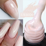 Lianfudai  7ml Nude Pink Glitter Rubber Base Gel Polish Sparking Sequins Semi Permanent Soak Off Nail Art Varnish All For Manicure