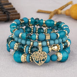 Lianfudai Ethnic Bohemian Multicolor Crystal Beads Strand Bracelets Women Men Heart Tree Of Life Charm Bracelet Pulseira Feminina