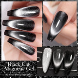 Lianfudai 7ML Black Crystal Cat Magnetic Gel Sparkling Glitter Gel Nail Polish Semi Permanent UV Gel Nail Art No Need Base Color