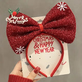 Lianfudai Christmas Bow Tie Hair Band Cartoon Hair Clip Merry Christmas Holiday Party Headband Gifts Children's Cosplay Hair Accessories