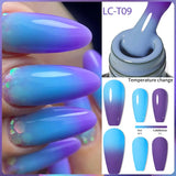 Lianfudai 7ML Auroras Thermal Gel Nail Polish Nude Dark Purple Glitter Gradient Temperature Color Changing Nail Art Gel Varnishes