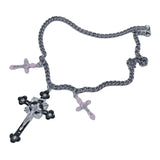 Lianfudai New Pink Cross Necklaces for Women Y2k Fashion Gothic Couple Jewelry Metal Chains Chokers Pendant Necklace Party Jewelry Gifts