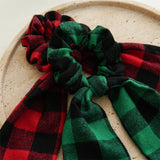 Lianfudai Ponytail Ribbon Hair Tie Santa Claus Elastic Hair Band Christmas Style Plaid Scrunchies Simple Fashion DIY Hair Accessories