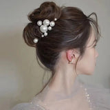 Lianfudai Fashion Metal U Shape Pearl Hairpin Clips Wedding Bridal Updo Ornaments Ancient Costume Modeling Hair Jewelry Accessories Gifts