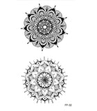 Lianfudai Mandala Flower Waterproof Temporary Tattoo Sticker DIY Black Large Flower Body Art Water Transfer Fake Tattoos Women 1PCS