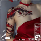 Lianfudai Chinese Retro Dragon Temporary Tattoo Art Lasting Fake Tattoo for Woman Thigh Red Sexy Sticker Waterproof Tatuajes Temporales