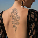 Lianfudai 2024 Summer Snake Flower Temporary Tattoos Sticker Waterproof Cool Dark Style Unisex Water Transfer Fake Tattoo Women Accessory