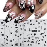 Lianfudai 6Pcs/Lot Glow In The Dark Halloween 3D Nail Stickers Luminous Spider Web Skull Self Adhesive Sliders Manicure Finger Tips Decals