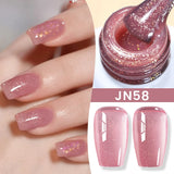 Lianfudai  Jelly Nude Gel Nail Polish 10ml Light Pink Peach Translucent Color UV Light Cure Gel Varnish Nail Art DIY at Home