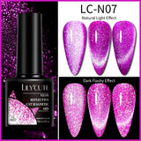 Lianfudai 7ML Black Crystal Cat Magnetic Gel Sparkling Glitter Gel Nail Polish Semi Permanent UV Gel Nail Art No Need Base Color