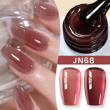 Lianfudai  Jelly Nude Gel Nail Polish 10ml Light Pink Peach Translucent Color UV Light Cure Gel Varnish Nail Art DIY at Home