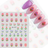 Lianfudai Simple Flowers 3D Nail Stickers Spring Summer Blossom Floral Tulip Fruit Nail Art Decals Adhesive Sliders Manicure Decorations