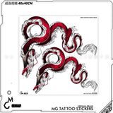 Lianfudai Chinese Retro Dragon Temporary Tattoo Art Lasting Fake Tattoo for Woman Thigh Red Sexy Sticker Waterproof Tatuajes Temporales