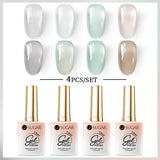 Lianfudai 15ml Jelly Nude Pink Gel Nail Polish Set Milky White Sheer Crystal Natural Translucent Soak Off Gel Polish 8/6/4PCS Kit