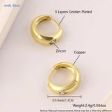 Lianfudai Newest Gold Plated Round Hoop Earrings For Women Girls Fashion Heart Cubic Zircon Earring Statement Jewelry Gifts