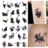 Lianfudai Cute Cat Tattoo Stickers  Black Cat Personality Waterproof Durable Temporary Tattoo Art Men and Women Cartoon Fake Tattoo Set