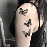 Lianfudai Waterproof Temporary Tattoo Sticker Black Rose Butterfly Flash Tattoos Totem Line Body Art Hand Fake Tatoos Women Men