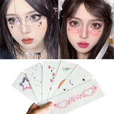 Lianfudai Blush Face Tattoo Temporary Waterproof Body Sticker Love Star Rainbow Face Make Up Festival Accessories Disposable Tattoos