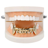 Lianfudai Fit Light Yellow Gold Color Plated Hip Hop Teeth Drip Grillz Caps Lower Bottom Grill Silver Color Grills
