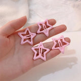 Lianfudai Y2k Pink Pentagram Star Bobby Pin Hair Clip Women Sweet Cool Cute Aesthetics Hairside Harajuku Girls Trend Headwear Accessories