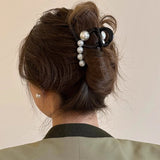 Lianfudai Cross Pearl Hair Clip for Women Fashion French Elegant Hairgrips Korean Style Hair Claw Clips Girls Hairpin New Hair Accessories