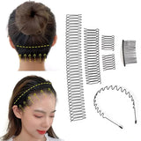 Lianfudai 4Pcs Invisible Broken Hair Hairpin Adult Tiara Tools Curve Needle Bangs Black Fixed Insert Comb Professional Styling Accessories