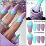 Lianfudai 7ML Auroras Thermal Gel Nail Polish Nude Dark Purple Glitter Gradient Temperature Color Changing Nail Art Gel Varnishes