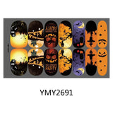 Lianfudai Baking Free Halloween Nail Stickers Full Sticker Fashion Nail Art Jewelry  Pumpkin Ghost Wholesale Applique Nail Sticker