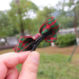 Lianfudai Christmas Plaid Hair Bow Clip For Girls Baby Kids Barrette Children Hair Accessories Butterfly Hairpin Fashion Headwear Top Clip