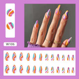 Lianfudai 24Pcs/Set Fake Nails With Glue Full Cover Nail Tips Press On Med Nails DIY Manicure Oval Head False Nails Pink Almond Artificial