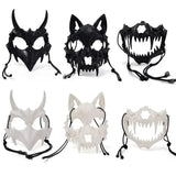 Lianfudai Varieties of Halloween Half Face Mask Anime Dragon God Skeleton Bone Skull Animals Mask Cosplay Dance Party Prom Costumes Props