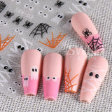 Lianfudai 3D Halloween Nail Stickers Cartoon Mummy Bandages Ghost Eyes Pumpkin Spider Web Blood Drops DIY Winter Matte Nail Art Decoration