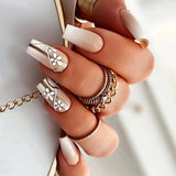 Lianfudai    24Pcs Long Ballet False Nails Artificial Coffin Fake Nails with Rhinestone Colorful Bow Design Wearable Press on Nail Tips