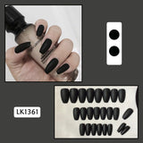 Lianfudai 24p Artifical Fake Nails Full Coverage False Nails White Clouds French Long Wearing Reusable Nail Coffin Ballerina Press on Nail