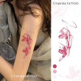 Lianfudai Y2K Pink Butterfly Temporary Tattoos for Women Arm Romantic Sakura Waterproof Tattoo Stickers Art Lasting Sexy Fake Tattoo