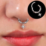 Lianfudai 1Pcs planet Septum Hoop Clickers Nose Ring Cartilage Piercing Helix Hoop Earring Tragus Jewelry Daith Hoops Rook Earring Lobe