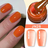 Lianfudai  Jelly Nude Gel Nail Polish 10ml Light Pink Peach Translucent Color UV Light Cure Gel Varnish Nail Art DIY at Home