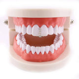 Lianfudai 18K Gold Plated Grillz Teeth Cross Heart Crystal Gold Gap Grillz Hip Hop Top & Bottom Tooth Cap Bling Grill Trendy Open Fang