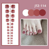 Lianfudai 24P Acrylic Toenails Tips Bright Faced Press On Nails Art Removable Fake Toenails With Glue Full Cover Artificial Toe False Nail