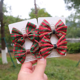 Lianfudai Christmas Plaid Hair Bow Clip For Girls Baby Kids Barrette Children Hair Accessories Butterfly Hairpin Fashion Headwear Top Clip