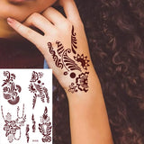 Lianfudai Brown Henna Stickers for Hand Flower Temporary Henna Tattoos for Women Fake Tatoo Waterproof Mehndi Designs Wedding Tattoo Hena