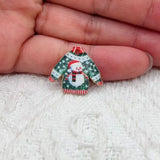 Lianfudai 10 pieces of alloy Christmas sweaters jackets earrings charming funny cute shiny reindeer snowman keychains DIY  jewelry making