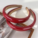 Lianfudai Retro Red Leather Sponge Headband for Woman Fashion Temperament Hair Hoop Wash Face Hair Band Female Party Hair Accessories Gift