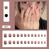 Lianfudai 24Pcs French With Drill Short Fake Nails Press On Nail Tips Artificial Full Cover Cute Bow Wearing False Nails Art Free Shipping